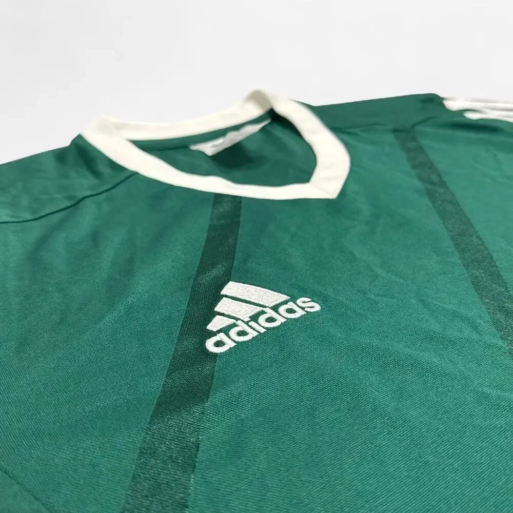 Adidas Climalite Green White 3 Stripe Soccer Jersey V Neck Shirt Men’s Medium